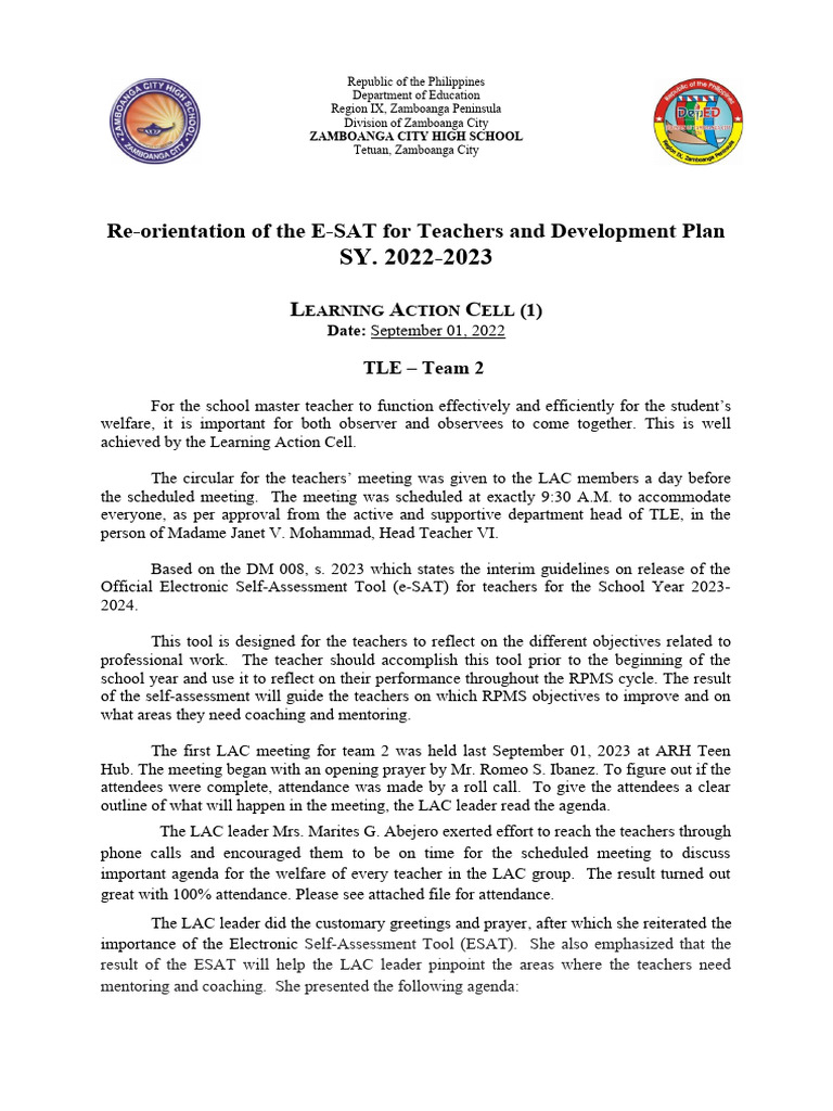 Minutes Lac 1 Esat 20232024 PDF