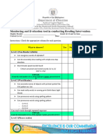 Monitoring and Evaluation Form in Reading Intervention