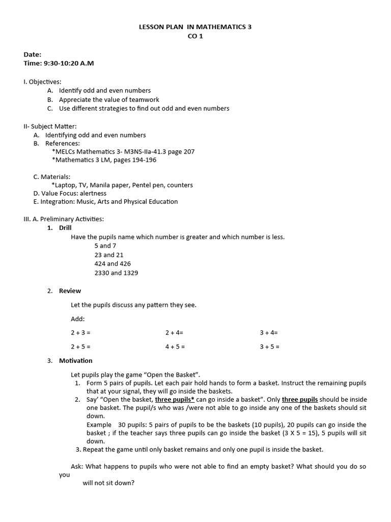 Lesson Plan In Co1 Quarter3 Pdf
