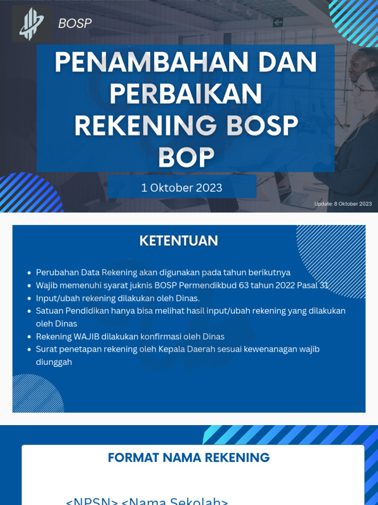 Penambahan Dan Perbaikan Rekening BOSP - BOP-20231008 | PDF