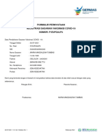 Formulir Pernyataan Registrasi Sasaran Vaksinasi Covid-19 Nomor: P-Eufq3Lp3