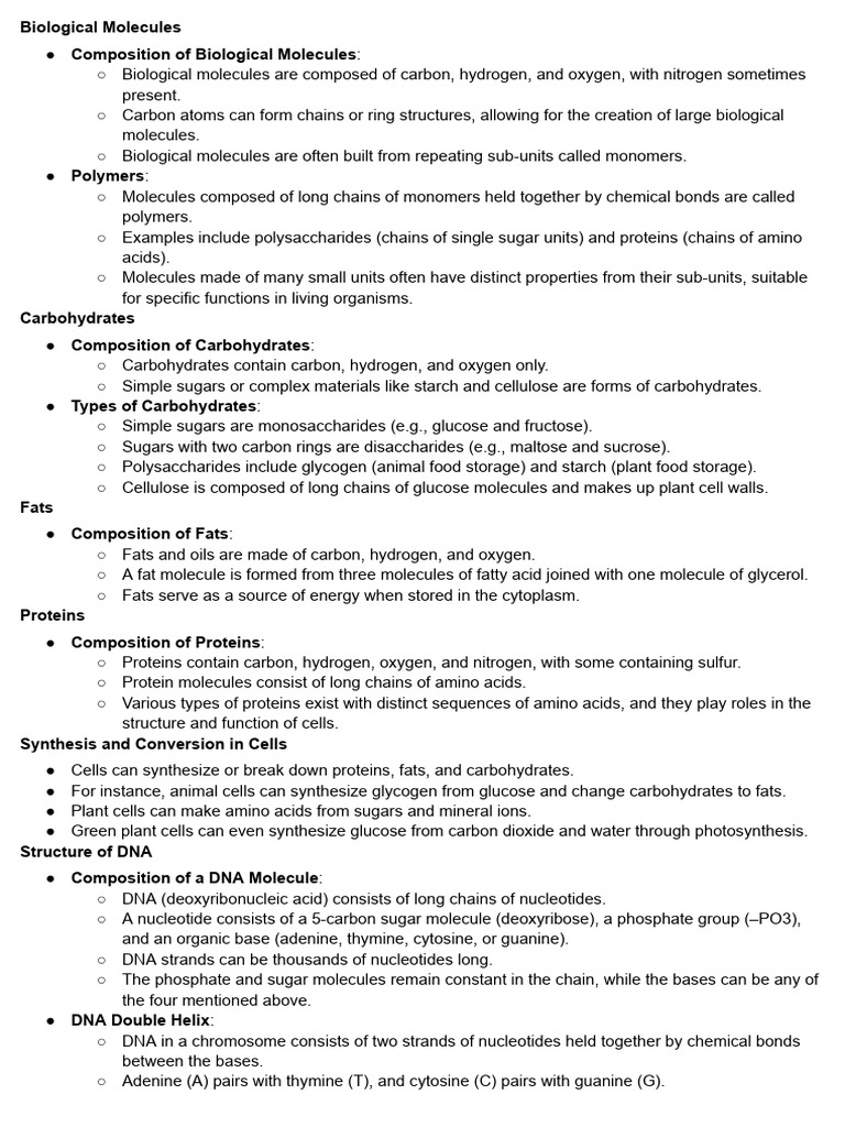 Biological Molecules | PDF