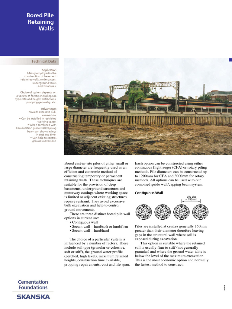 Bored Pile Retaining Walls | PDF | Deep Foundation | Structural Engineering