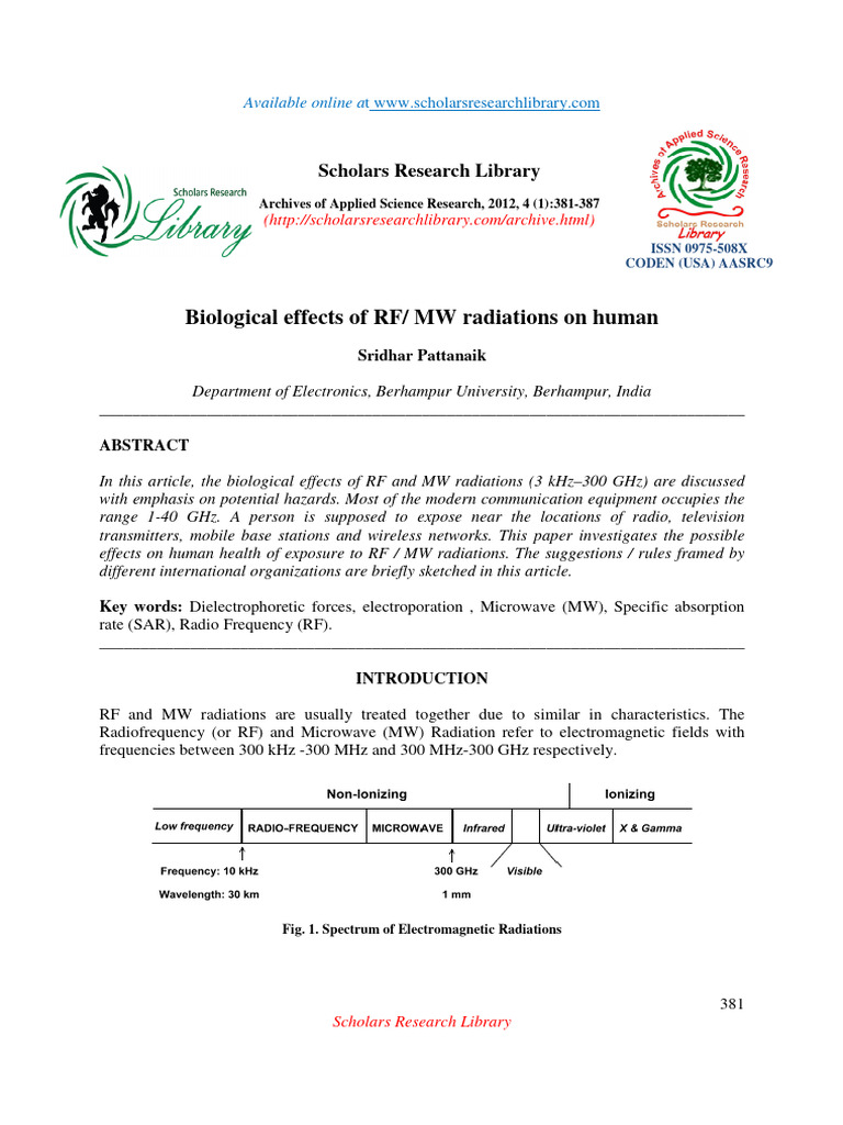 Biological Effects of RF MW Radiations On Human | PDF | Base Station ...