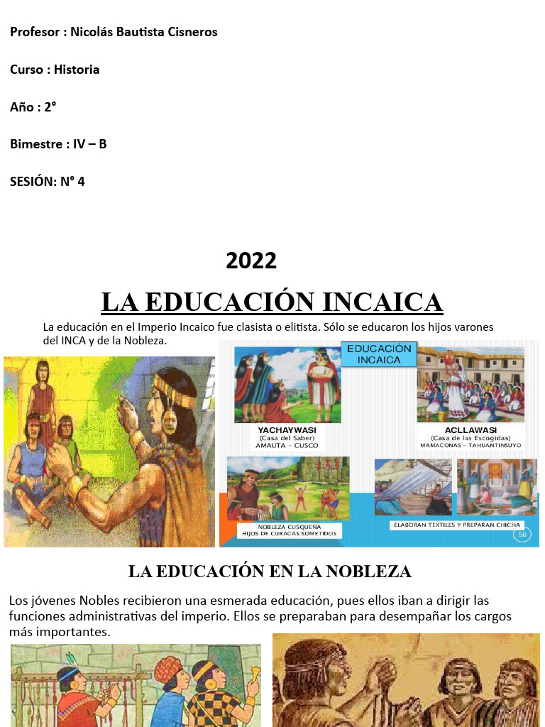 Educación en la Nobleza Incaica | PDF | Ciencias sociales