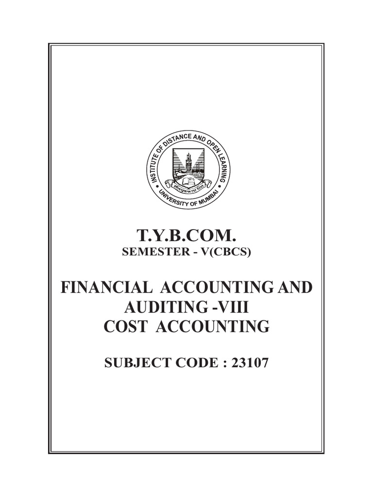Financial Accounting and Auditing Paper VIII Cost Accounting | PDF ...