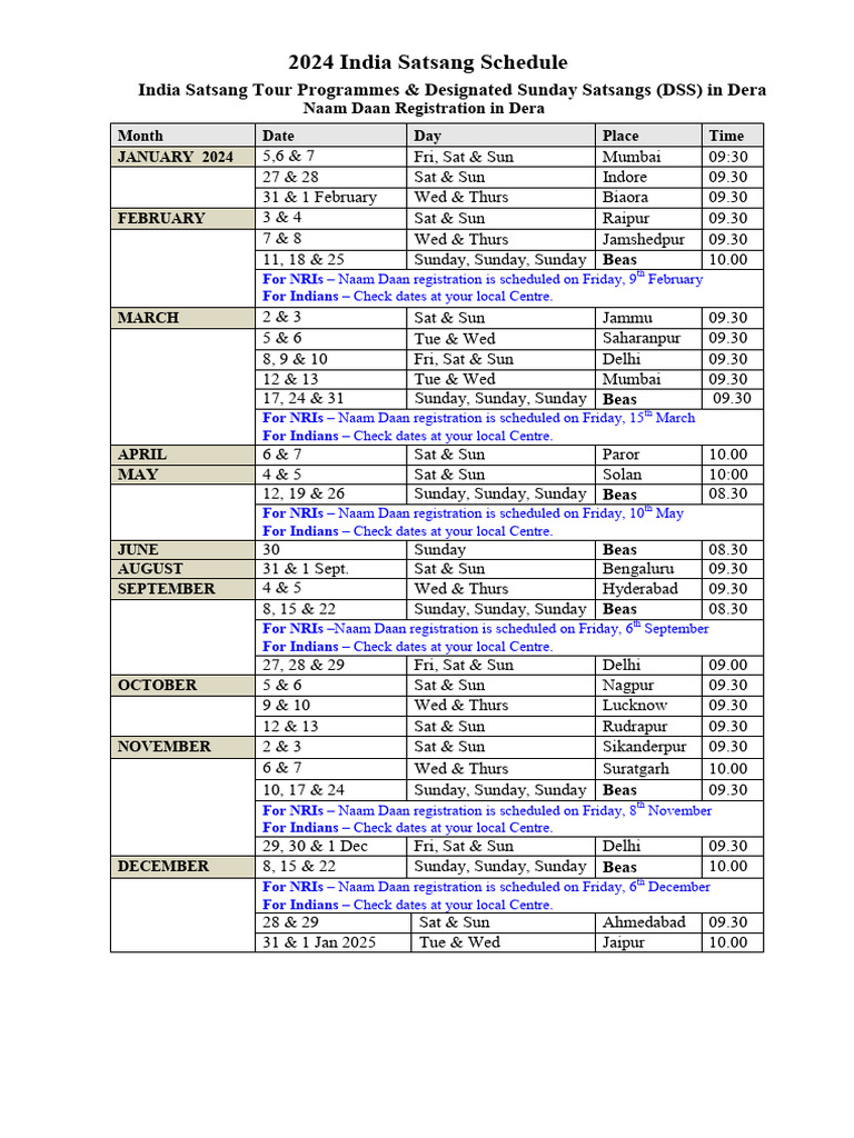 2024 Satsangs PDF