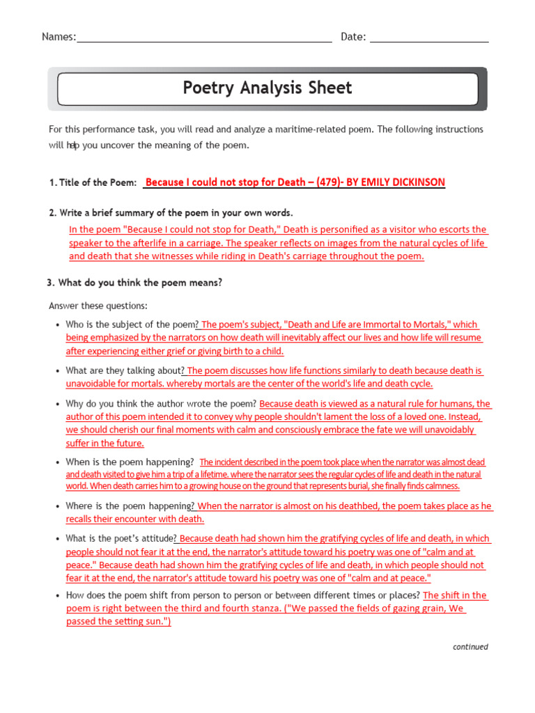 Poems Analyses Death Follow PDF