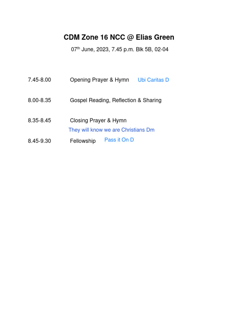NCC Holy Communion Service Agenda | PDF | Religion & Spirituality
