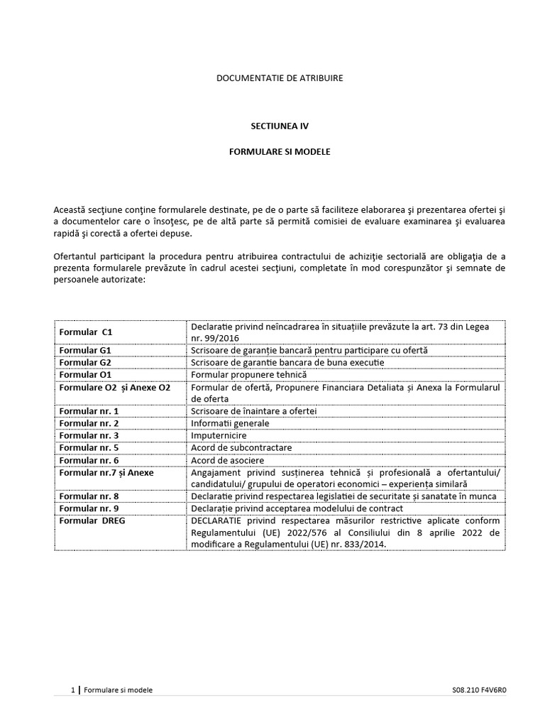 Formulare Si Modele | PDF
