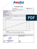 Ppe Request Form: Name Date Work Location Staff ID /NRIC Department Tel. No Ppe Item Details No PPE Qty Size