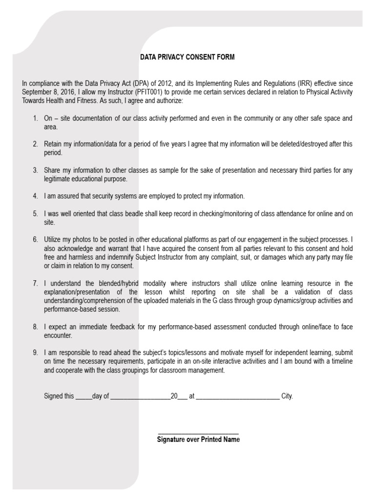 Signature Sheet PFIT001 | PDF