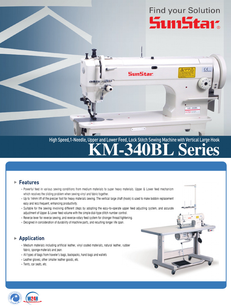 Sunstar KM-340BL Sewing Machine Overview | PDF