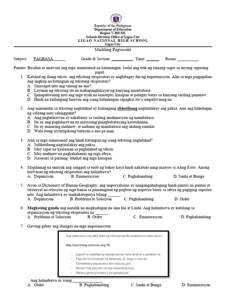 PBS Pagsusulit | PDF