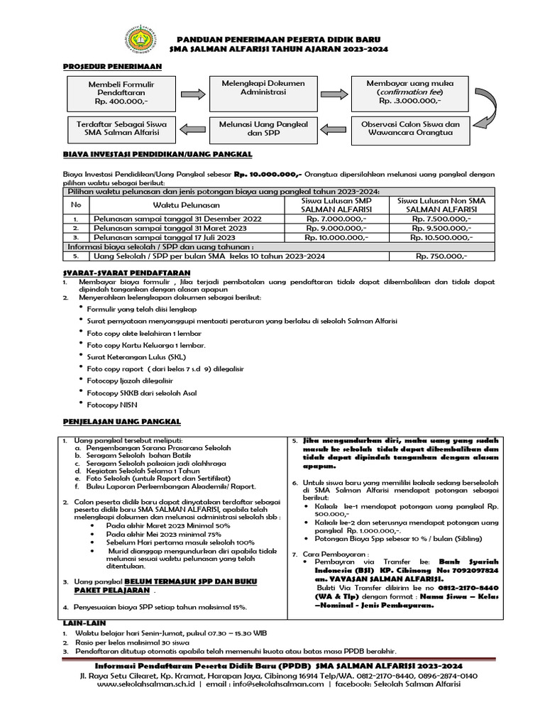 Panduan PMB - Sma - 2023-2024 | PDF