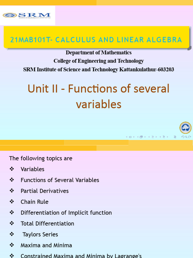 Calculus and Linear Algebra Syllabus | PDF | Derivative | Variable ...
