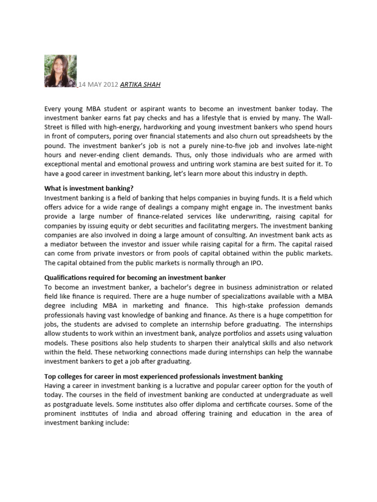 Investment Banking Pdf Investment Banking Financial Analyst