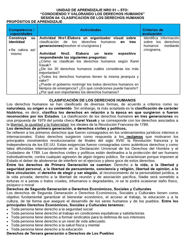 Sepa 02-Clasificacion de Los Derechos Humanos | PDF | Derechos ...