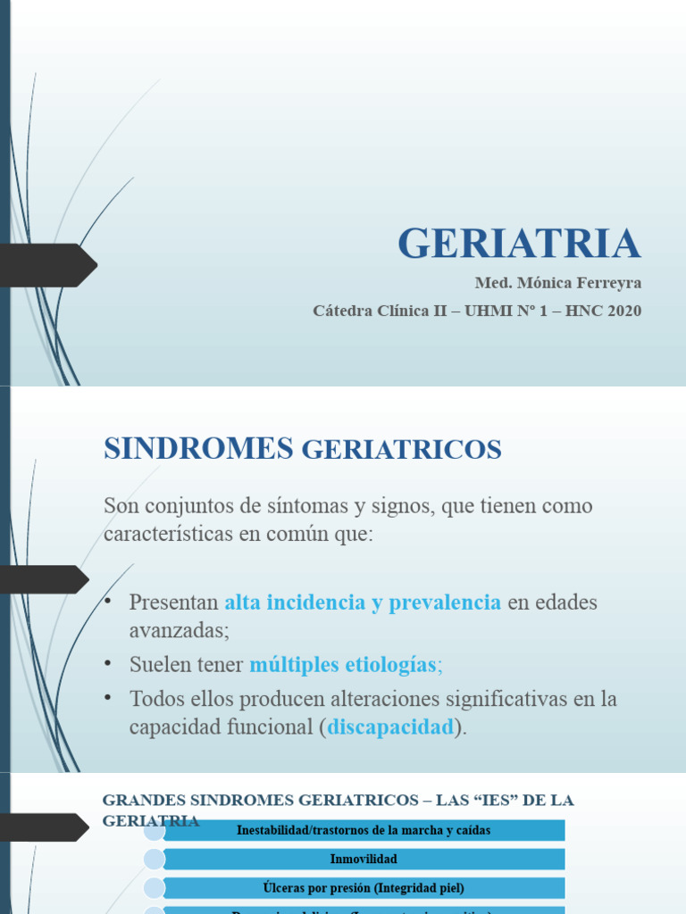 Los Grandes Síndromes Geriátrico + Emergencias En El Anciano