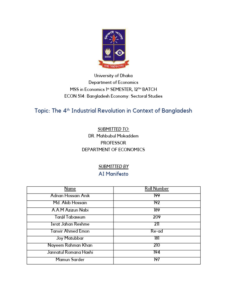 Ai Manifesto The 4th Industrial Revolution in Context of Bangladesh ...