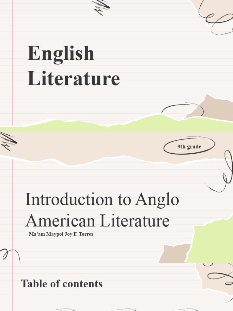 Introduction To Anglo American Literature and Literary Periods PDF