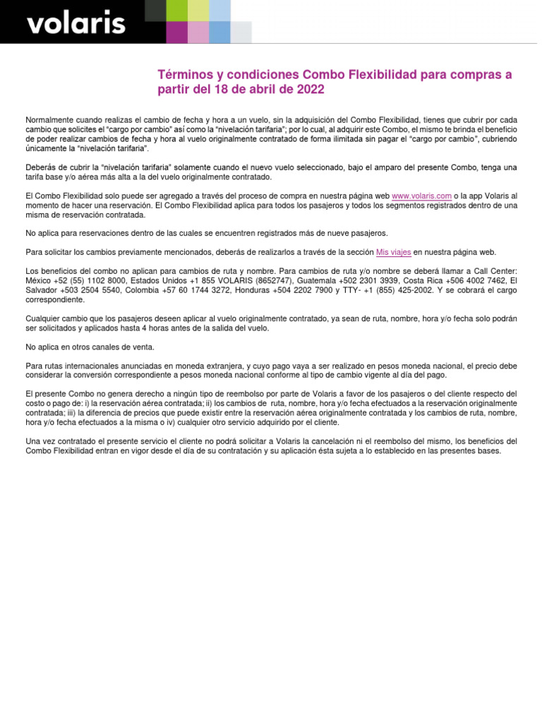 Terminos y condiciones combo flexibilidad pdf economias