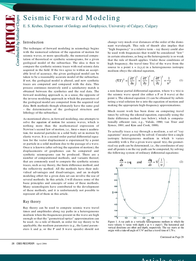 Forward Seismic Modelling | PDF | Waves | Reflection (Physics)