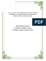 The Difficulties and Challenges That Facing Teaching of English As A Foreign Language in Iraqi Islamic Schools and The Ways of Remedies'