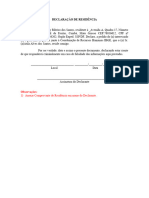 Modelo de Declaracao de Residencia