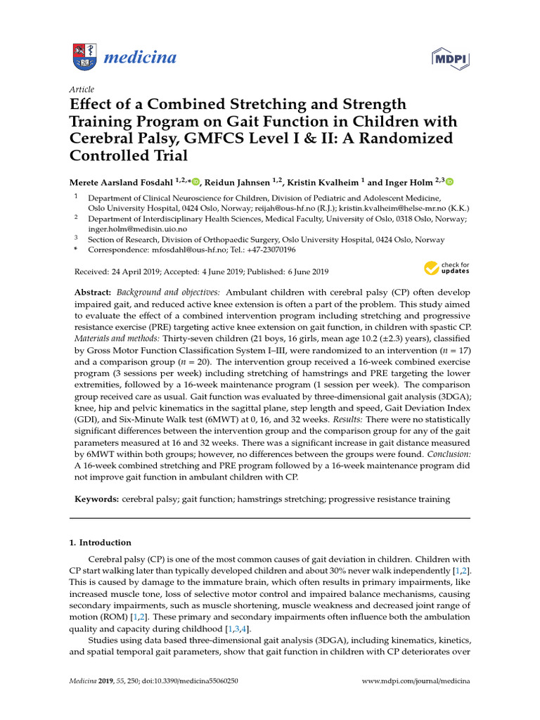Medicina: Ffect of A Combined Stretching and Strength | PDF | Cerebral ...