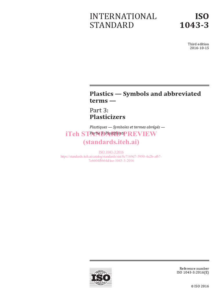 Iso 1043 3 2016 | PDF | International Organization For Standardization ...