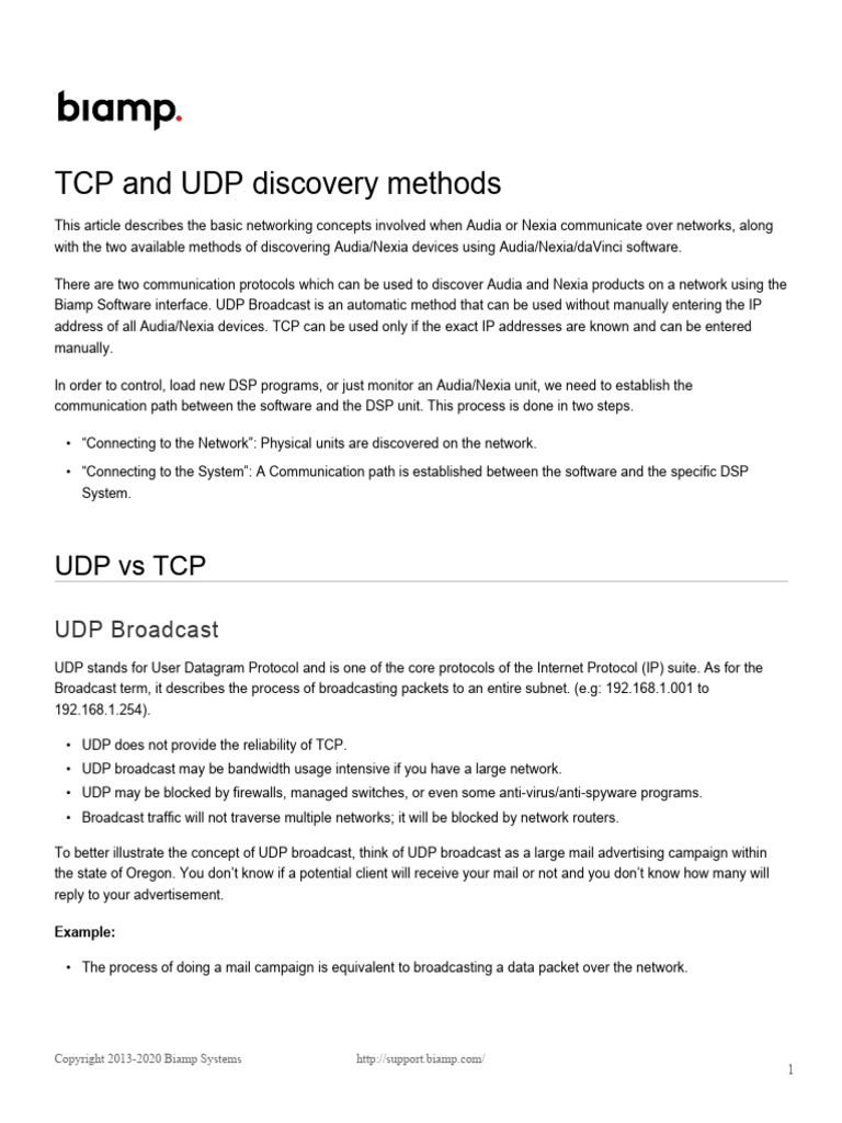 TCP and UDP Discovery Methods | PDF | Computer Network | Transmission ...