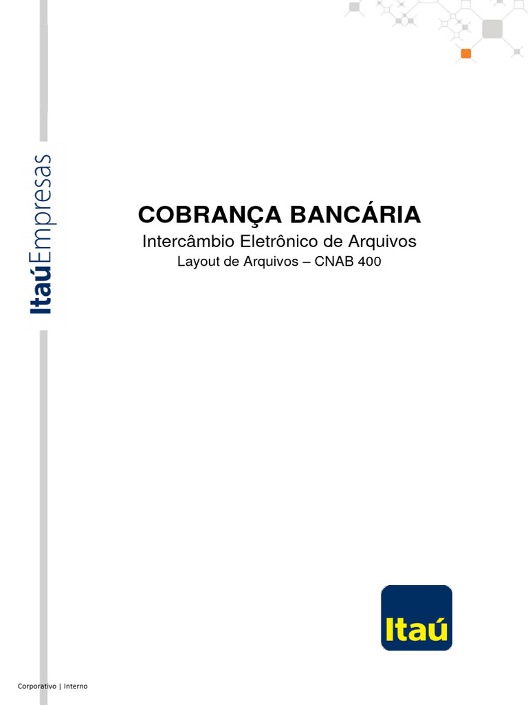 Layout CNAB 400 para Cobrança Itaú | PDF | Bancos | Serviços financeiros