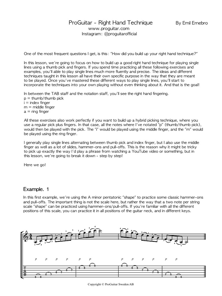 Proguitar Right Hand Technique | PDF