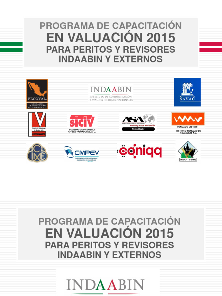 Capacitación en Valuación 2015 INDAABIN | PDF | México | Ciudad de México