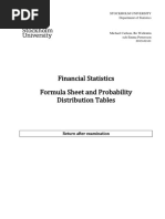 Financial Statistics - Formula Sheet