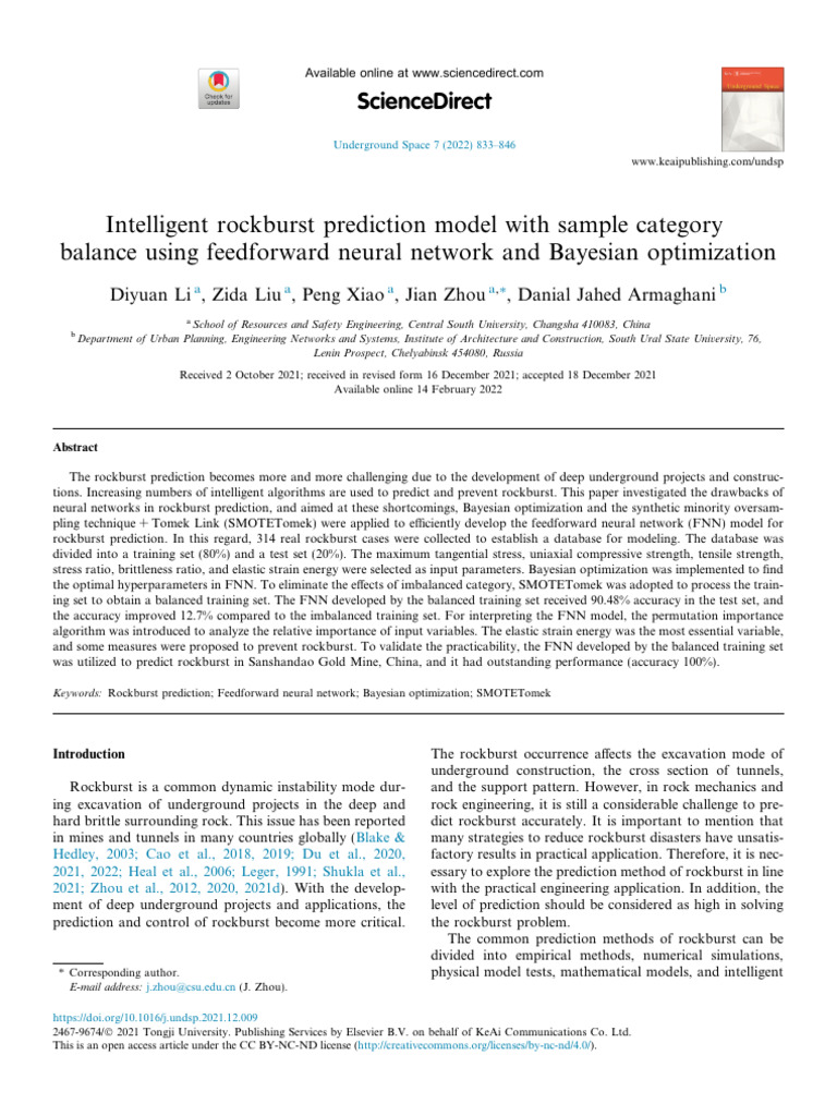 Intelligent Rockburst Prediction Model | PDF | Science & Mathematics ...