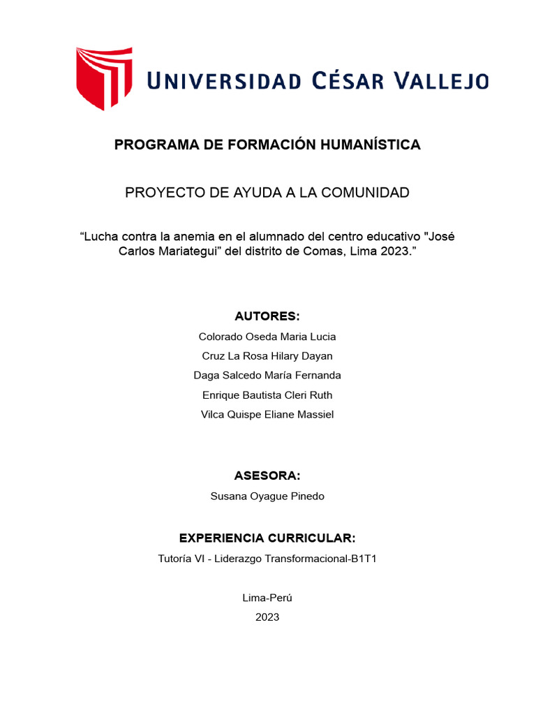 Lucha contra la Anemia en Comas 2023 | PDF | Obesidad | Alimentos