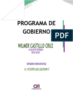 Wilmer Castillo Cruz. Plan de Gobierno 2024 - 2027