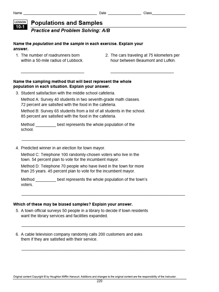 Math 7 module 10 and 11 practice problems pdf sampling statistics