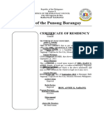 Certificate of Residency Tagpangi
