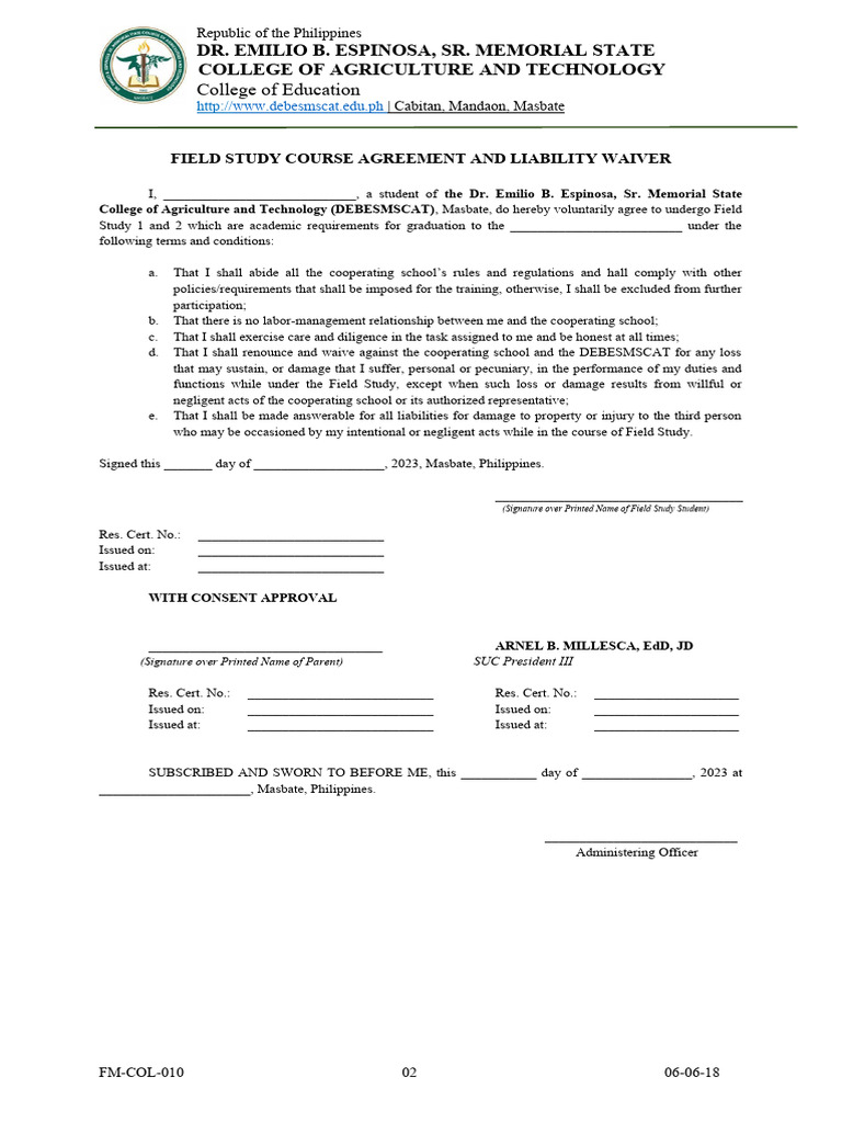 New Training Agreement and Liability Waiver 1 | PDF