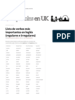 Lista de Verbos Más Importantes en Inglés (Regulares e Irregular