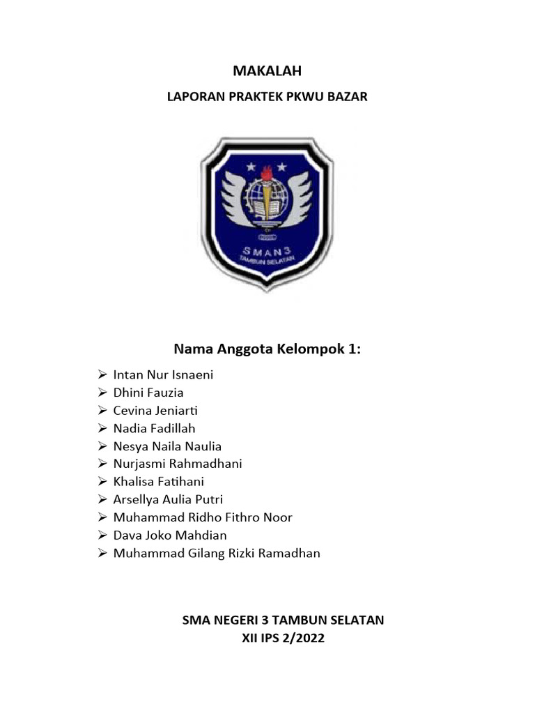Laporan Kegiatan Bazar PKWU SMA 3 | PDF | Bisnis