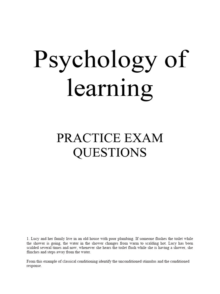 Psychology of Learning Practice Exam | PDF