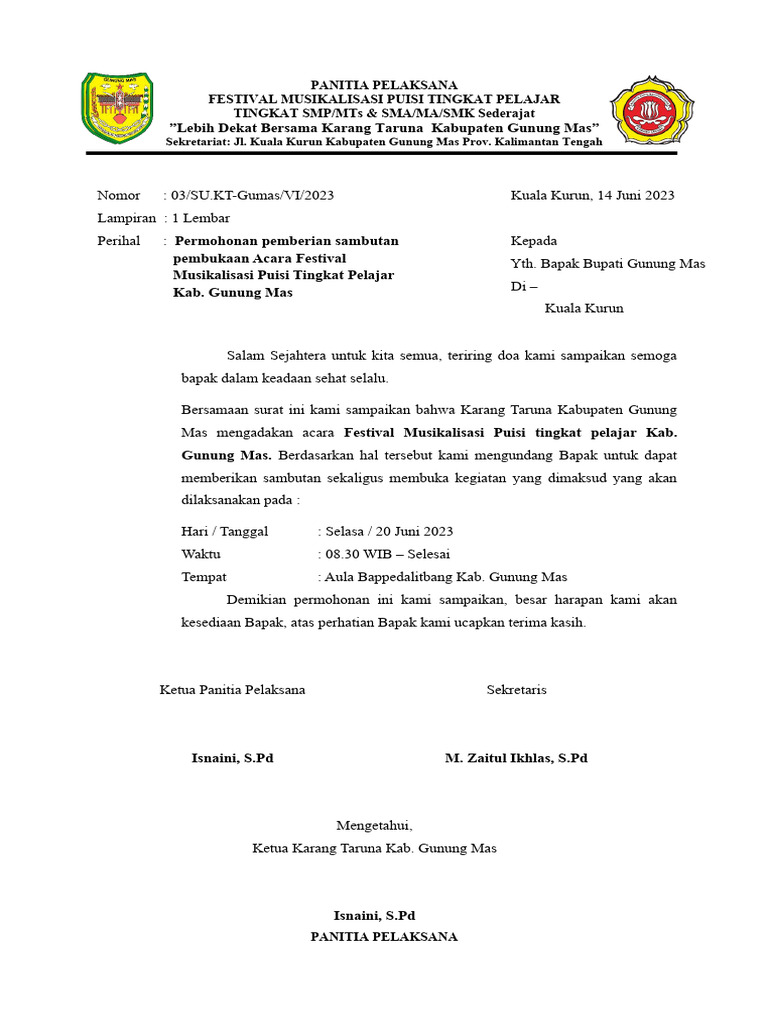 Surat Undangan Bupati | PDF
