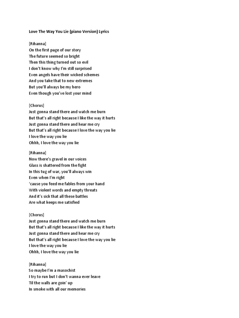 Love The Way You Lie Pdf