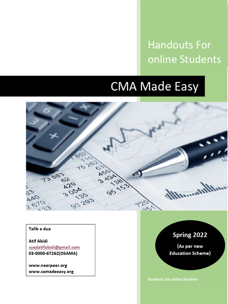 CMA Study Handouts Spring 2022 | PDF | Cost | Business Economics