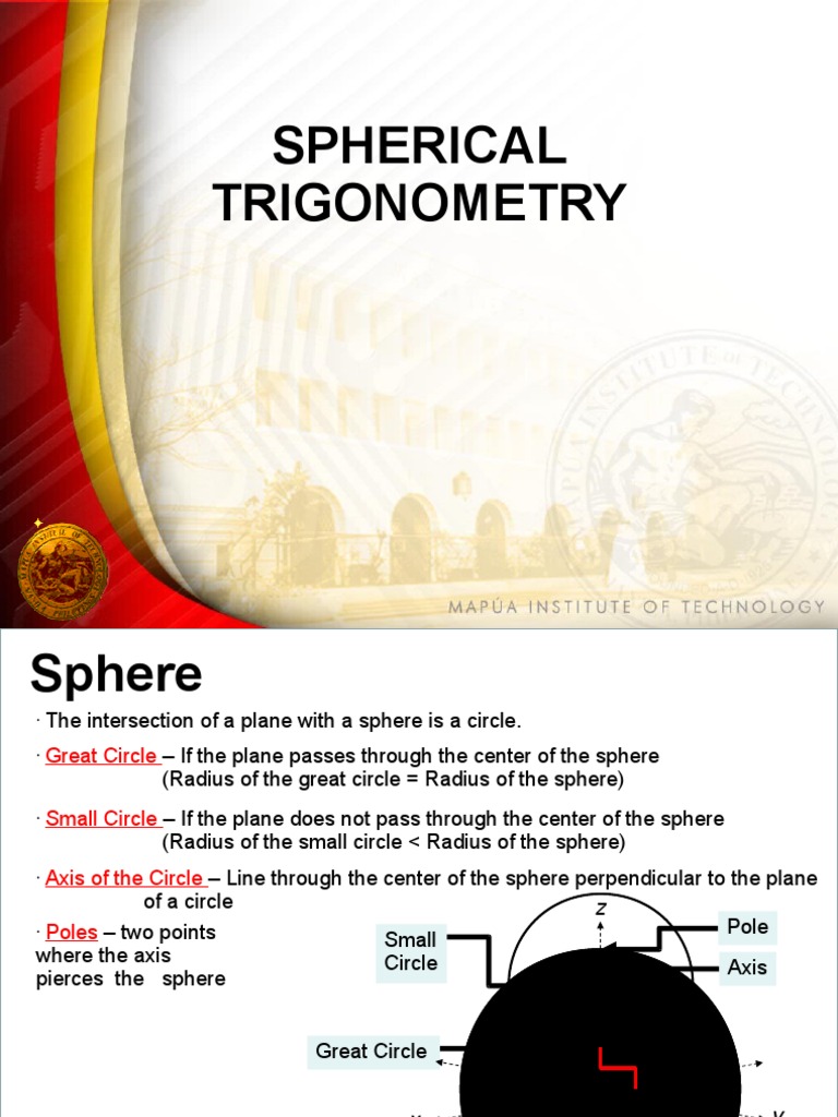 Spherical Trigonometry Trigonometric Functions Sine