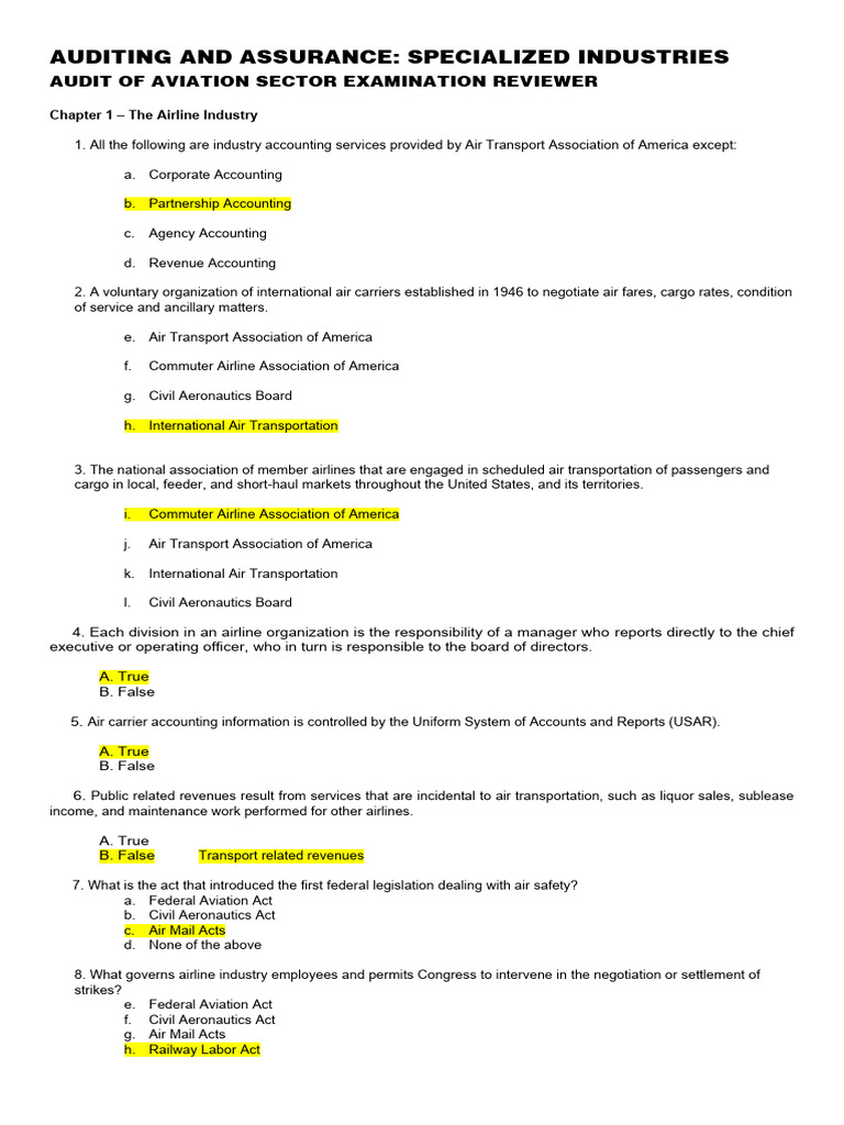 Airline Industry Auditing Overview | PDF | Airlines | Insurance